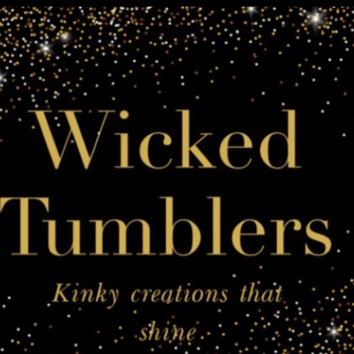 Black image with orange text that says "Wicked Tumblers"